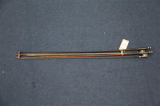 A 19th century violin bow marked Vuillaume, Paris,